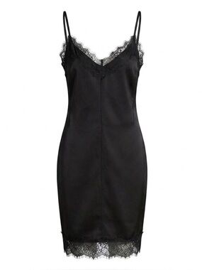Spense Black Lace Trim Bodycon Midi Dress Minimalist Chic‎ Y2K Size 10
